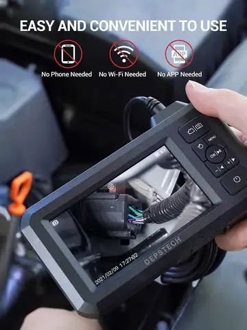 DEPSTECH DS300-SL-5M 1080P 내시경 카메라, 5.5mm 단일 렌즈, 5미터 반강체 케이블, 32GB 카드, 4.3인치 LCD 화면, 6개 LED