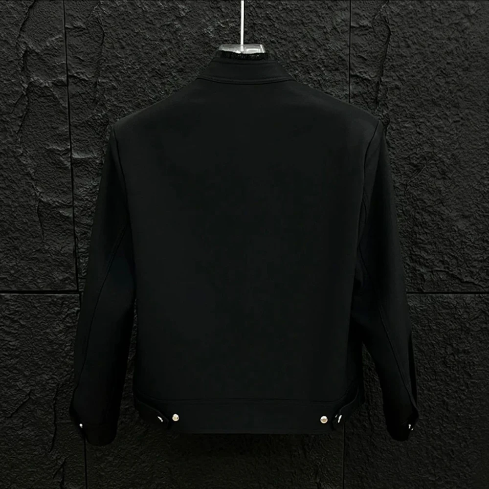 Men Jacket Irregular Button Casual Jacket Streetwear Fashion Youth Campus Performance Trend Long-Sleeve Top Male Men'S Clothing