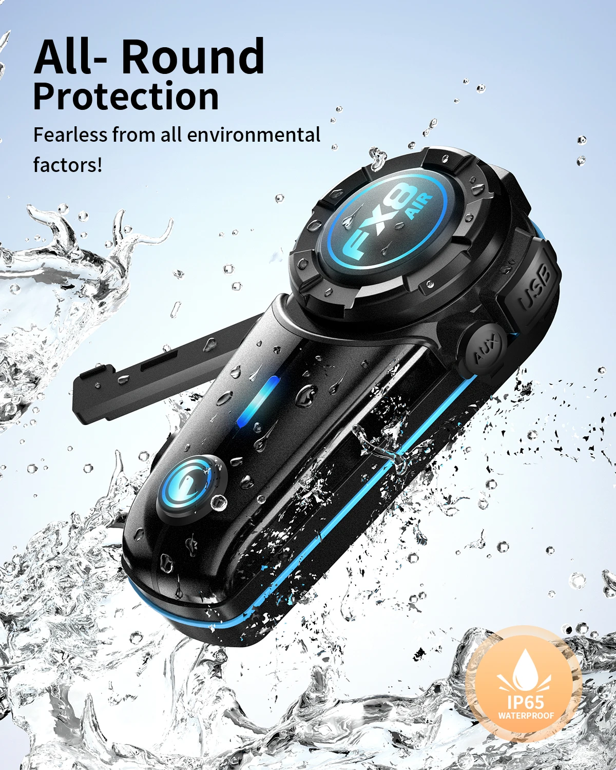 Fodsports FX8 AIR Motorcycle Intercom Wireless Bluetooth Helmet Headset, 4 Riders 1000M