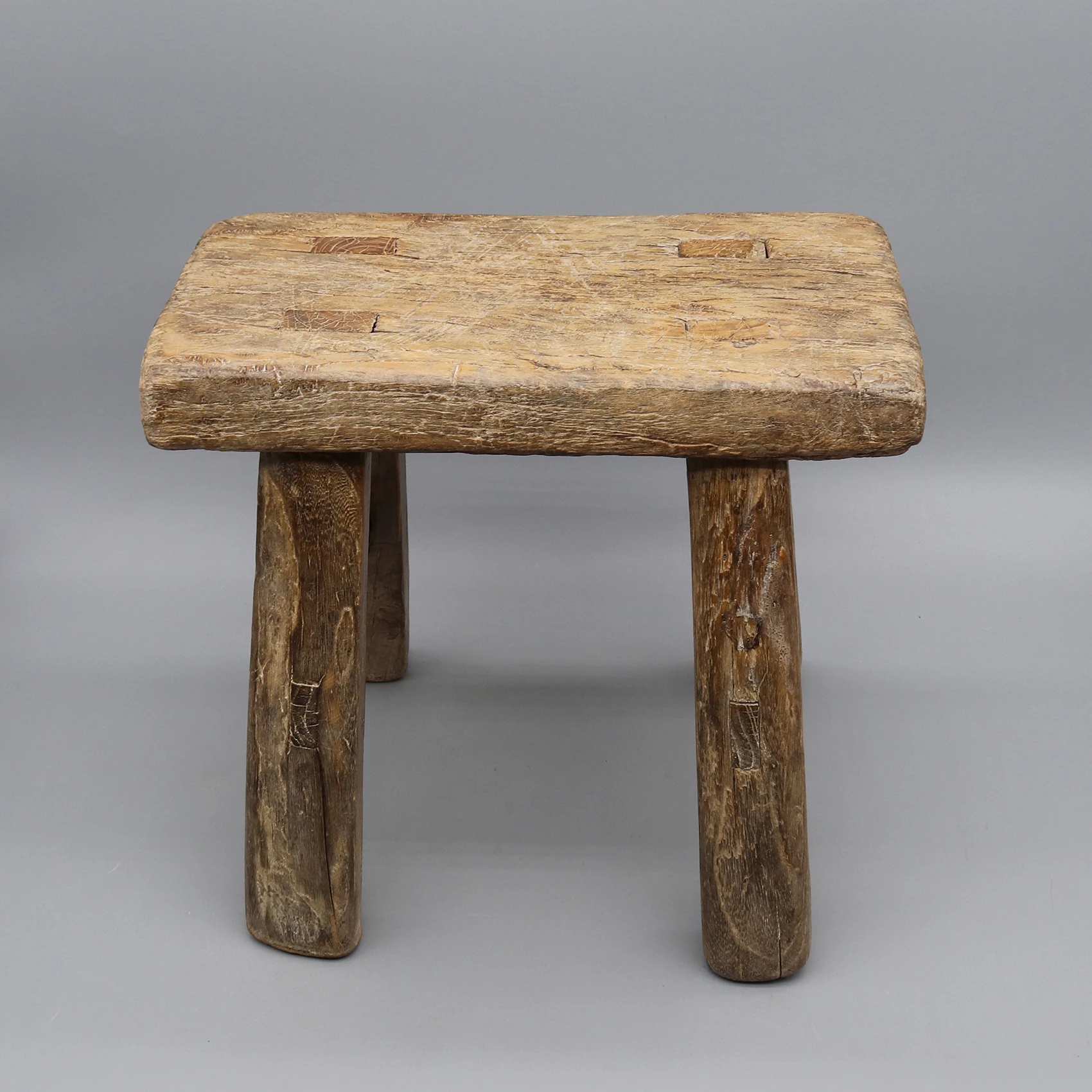 Nicely and Naturally Weathered Old Chinese Kitchen Stool, Functional Bathroom Bench