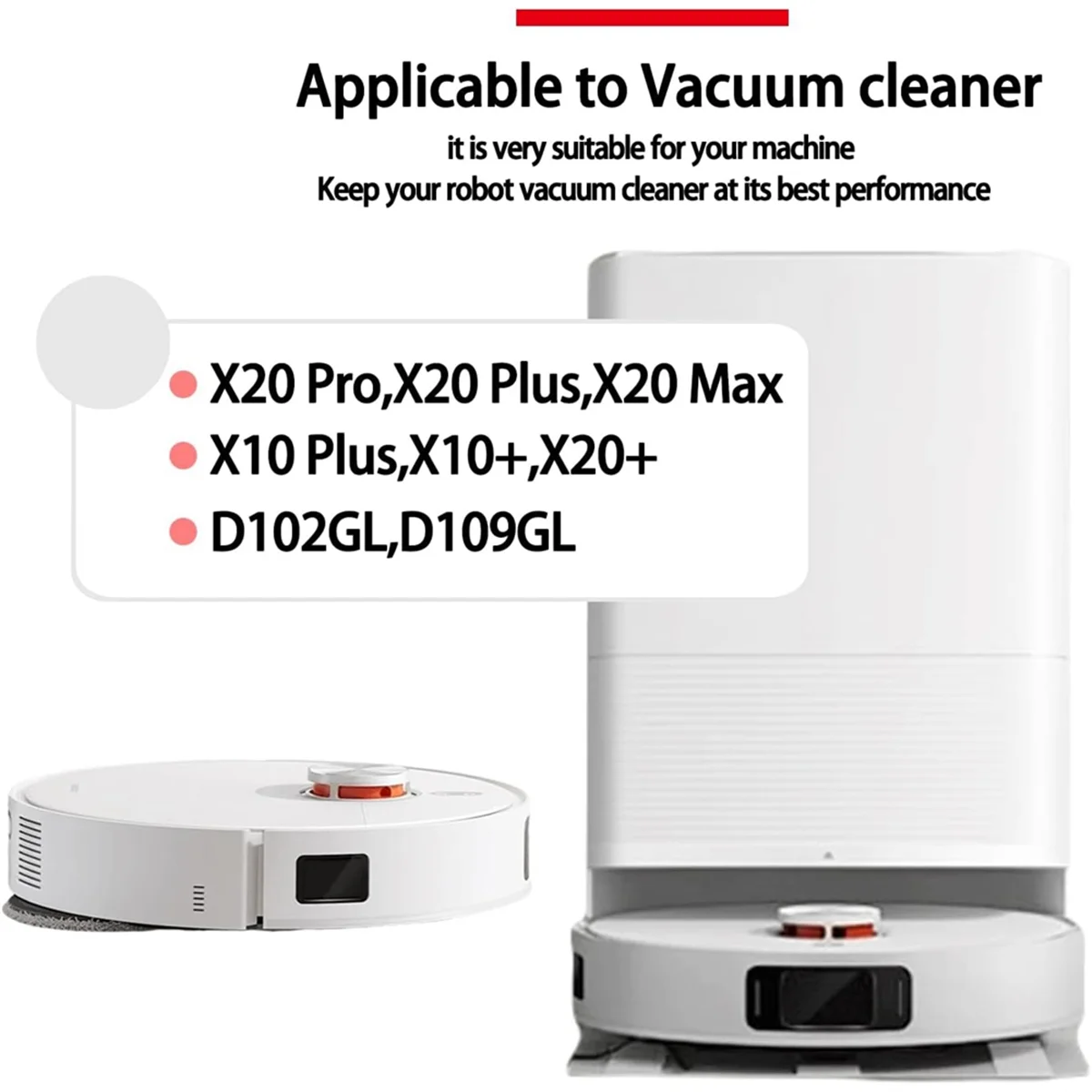 N95RFor Xiaomi X20 Max, X20 Pro, X20 Plus, X20+, X10 Plus Robot Vacuum Parts Main Side Brush HEPA Filter Mop Cloth Dust Bags