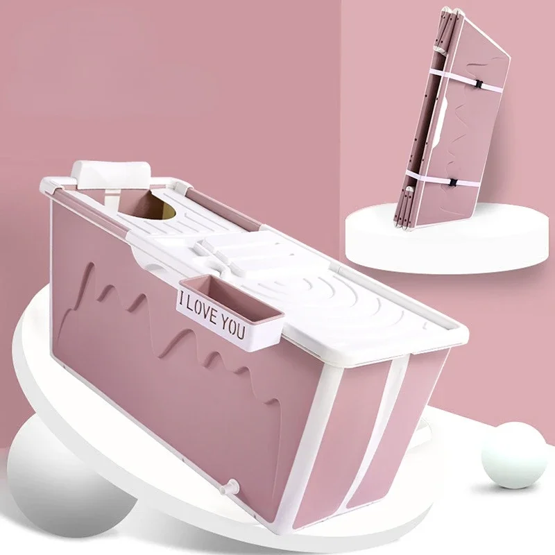 Folding Portable Bathtub Long-term Temperature Bath Basin Stable Load-bearing Bathroom Barrel Sliding Bath Cover Bath Bucket