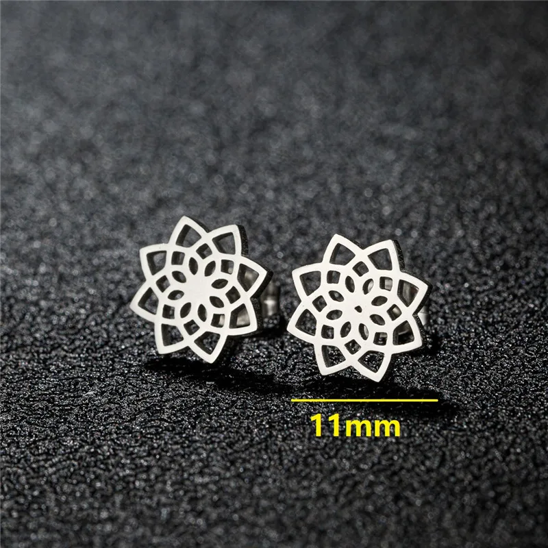 Vintage Flower of Life Mandala Yoga Earrings Spiritual Jewelry Fashion Game Controller Ear Studs Stainless Steel Accessories