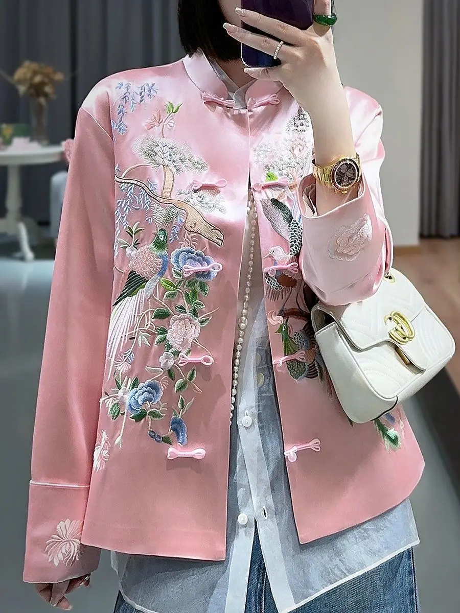 Chinese Style Jacket Women Phoenix Embroidery New Chinese Coat Tang Suit Hanfu Spring Autumn Elegant luxury Coat