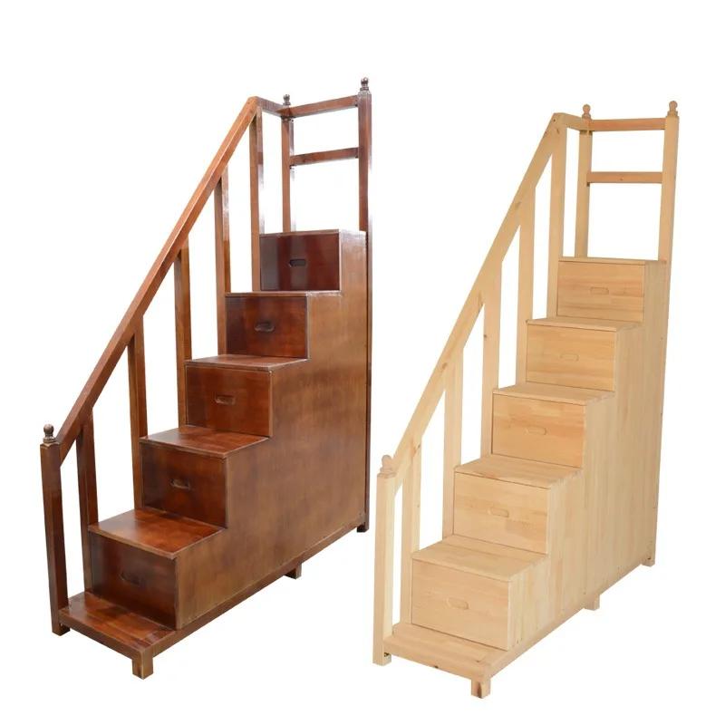 Attic solid wood stair cabinet Mother and child bed storage ladder cabinet Storage cabinet Upper and lower bunk drawer table