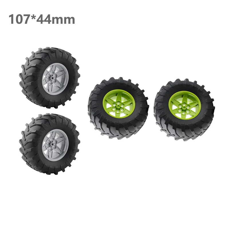 4PCS/8PCS 107*44mm Cars Wheels Moc Building Blocks 23798+15038 Tyre Technology Bricks Model Modified DIY Assembled Toys Parts