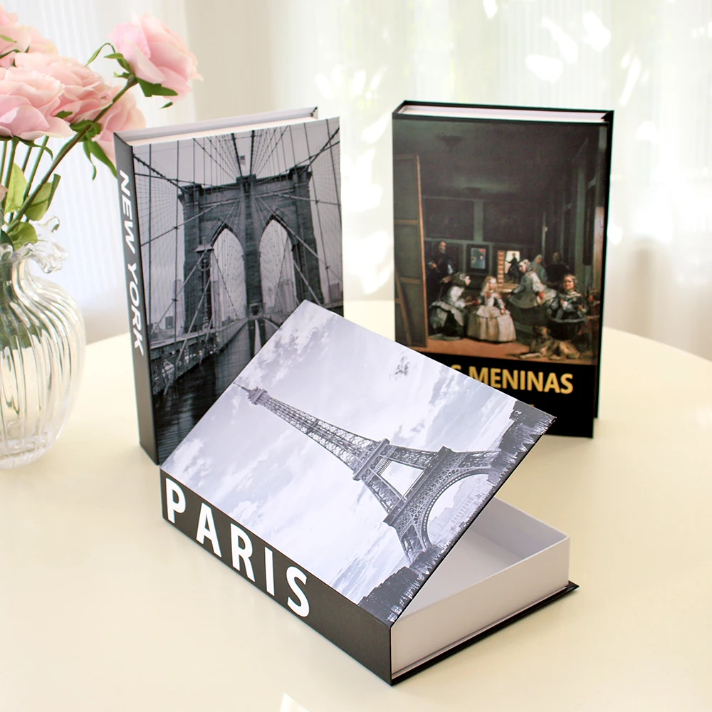Simple Fake Books for Decoration Coffee Table Modern Home Decoration Book Box Remote Control Storage Box Paris London New York