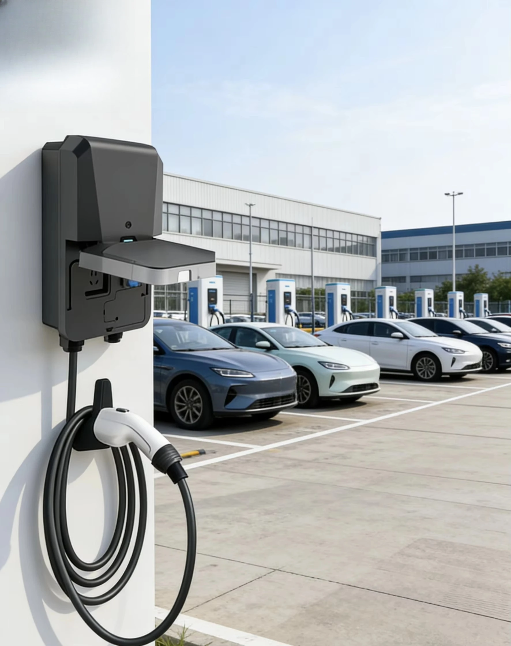 PEV02 EV Charger | 7KW Max Output, 220V Input, 32A Current, 4m Cable, IP65, 7-Pin Connector, Indoor/Outdoor Use