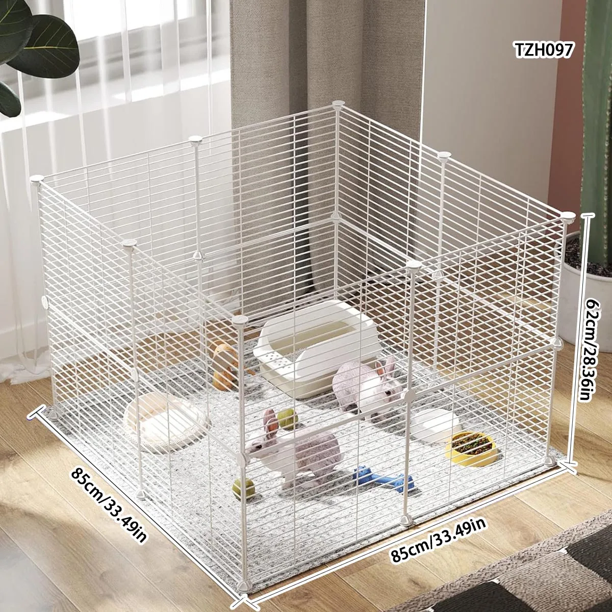 Assemblable Pet Enclosure, Indoor Protective Fence for Small Animals, DIY Iron Mesh Cage for Rabbits, Guinea Pigs, and Hamsters