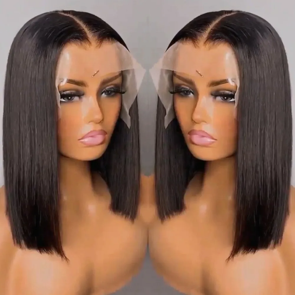 جودة عالية مستقيم بوب 13*4 أمامي الدانتيل اللون الطبيعي باروكة من شعر طبيعي البرازيلي عذراء ريمي 200% الكثافة كامل اليد النسيج #6