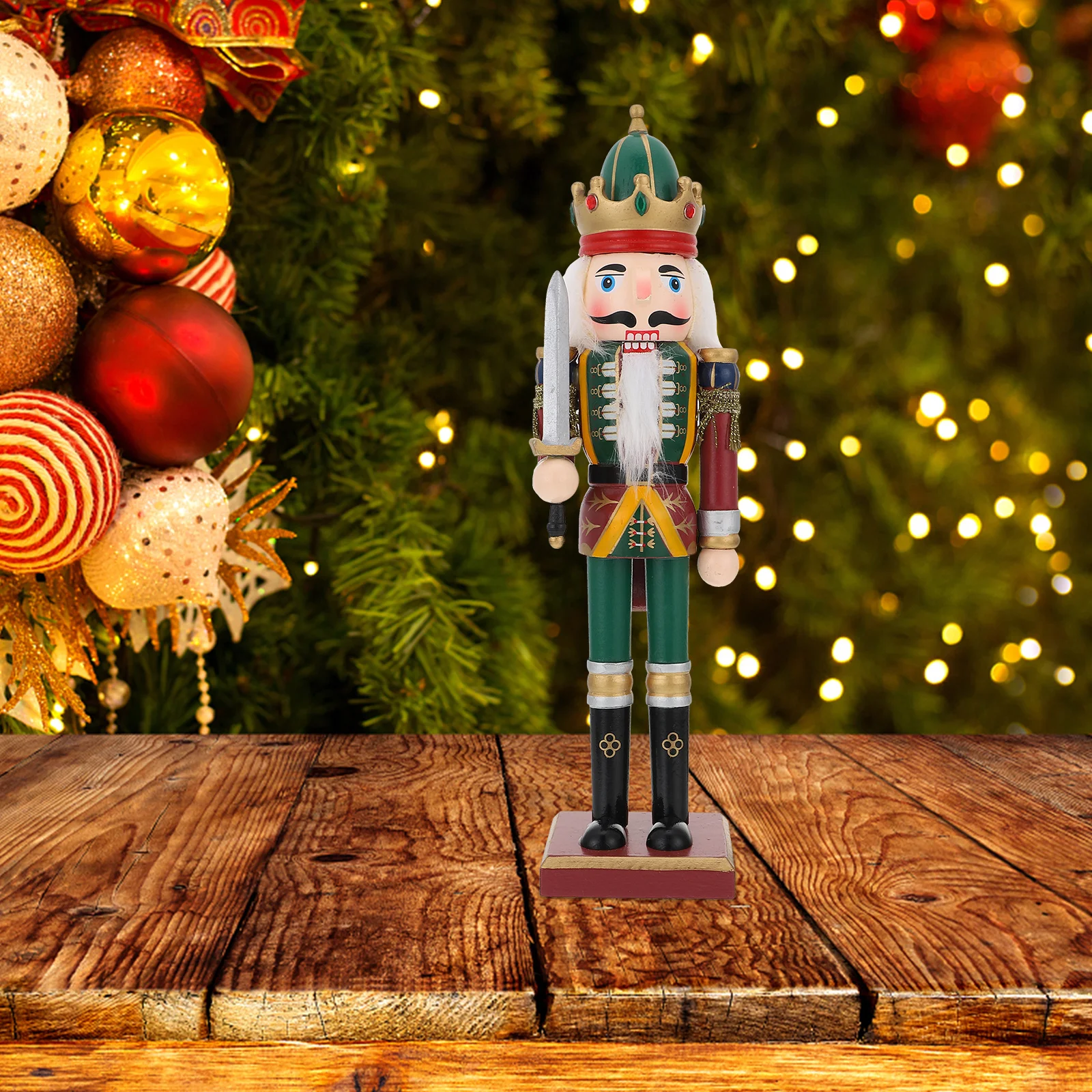 

Festive Wooden Nutcracker Craft Christmas Decor Walnut Puppet Ornament Assorted Color Exquisite Design Desktop Decor