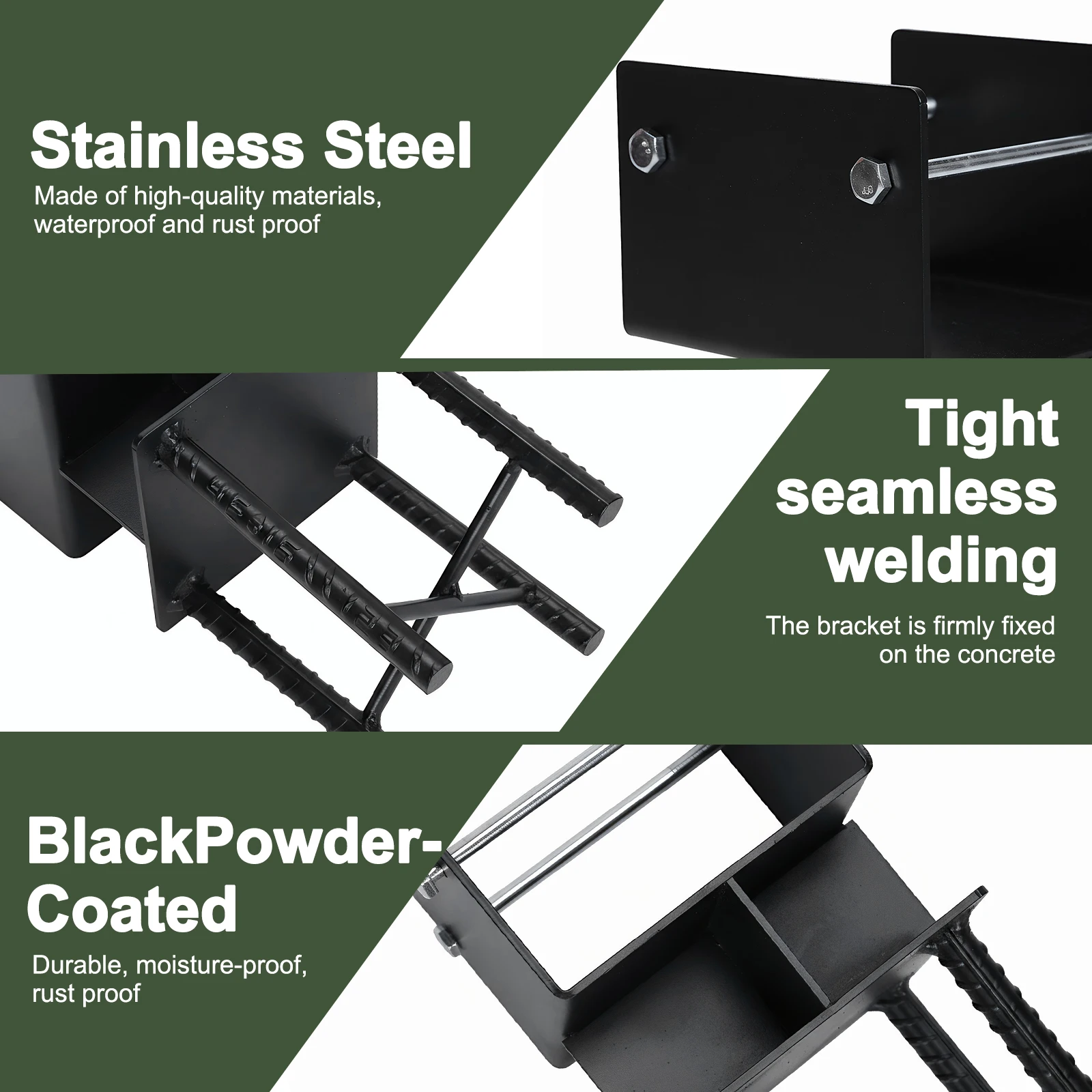 

4pcs Powder-Coated Steel Post Bracket U-Shaped 6x6 Steel Fence Post Anchor Inner Size 5.5inx5.5in for Pavilion Railing Support