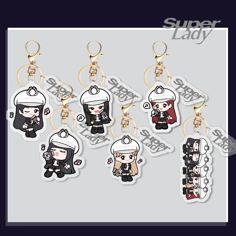 KPOP (G)I-DLE Super Lady Acrylic Double-sided Keychain Soyeon Miyeon Peripheral Cartoon Bag Pendant Creative Transparent Keyring