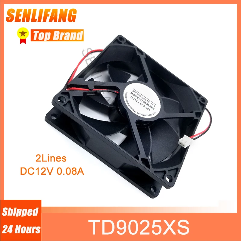 Brand New TD9025XS For TONON DC12V 0.08A Two Lines 90*90*25MM 9025 Square Cooling Fan