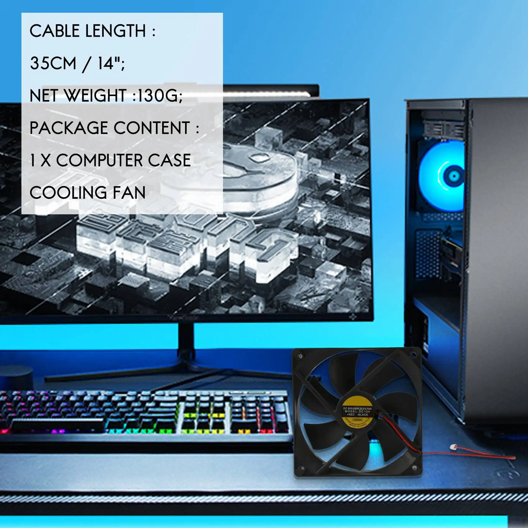 120Mm X 25Mm 12V 2Pin Sleeve Bearing Cooling Fan for Computer Case