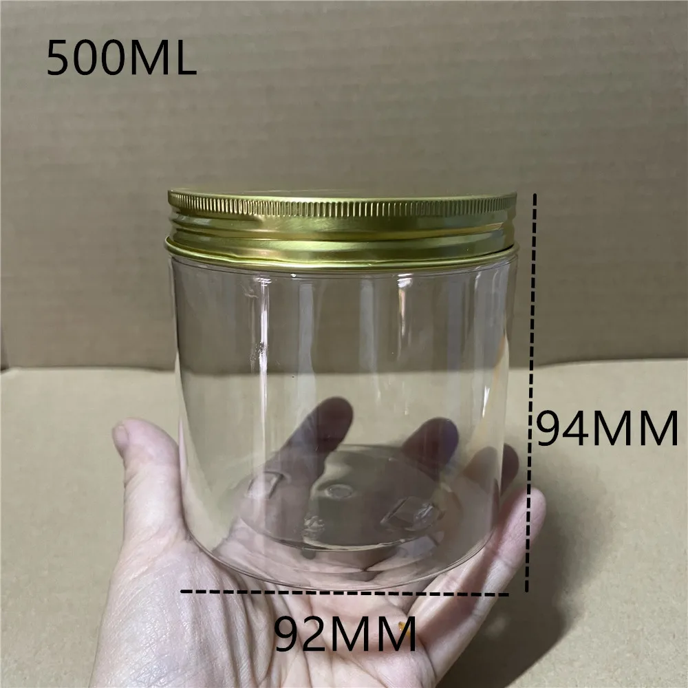 20pcs 500ML transparent  Plastic Jar bottles Wholesale Retail Refillable Cream Butter big Honey Empty Cosmetic Containers