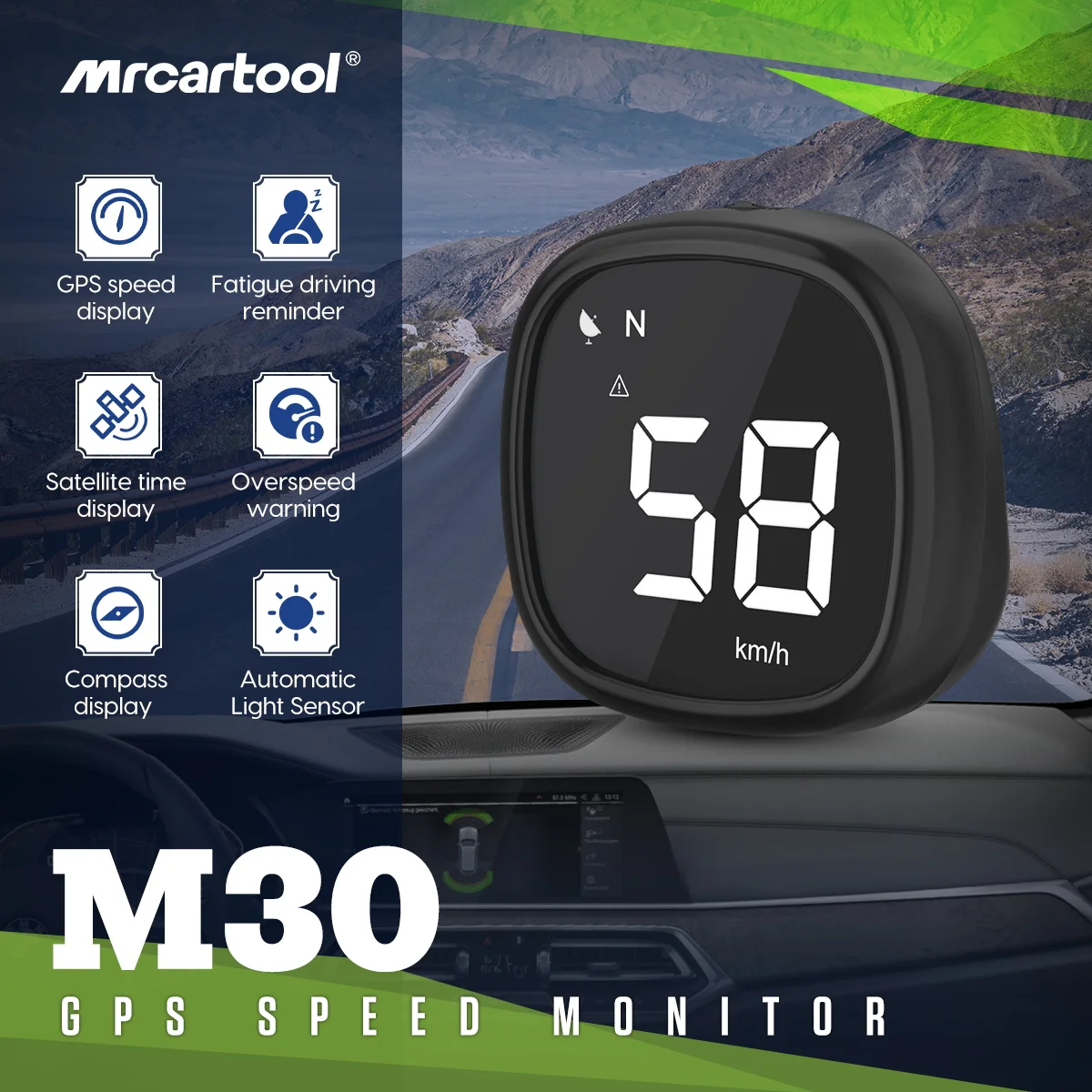 

MR CARTOOL M30 Автомобильный мини-GPS проекционный дисплей GPS-дисплей скорости Автоматический датчик освещенности Цифровой Hud Спидометр