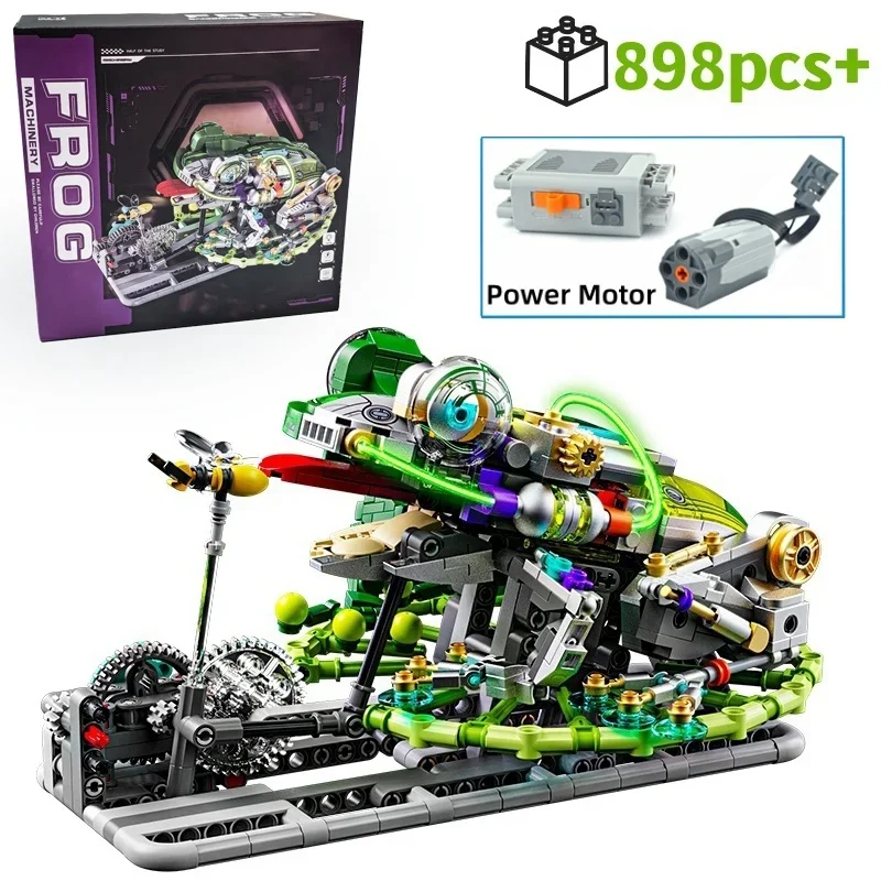 

898pcs Mechanical Frog Building Blocks Toy, Jumping Power Motor Robot Model Kit with Movable Legs & Gears, Perfect Birthday Gift