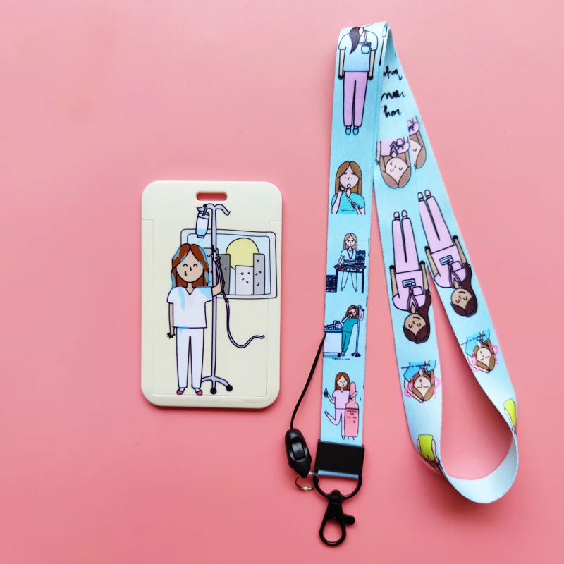Neue Kreative Arzt Krankenschwester Lanyards ID Abzeichen Halter Frauen Karte Halter Hängen Seil Mädchen Lanyard Karte Fall Versenkbare Clip – Detail 13