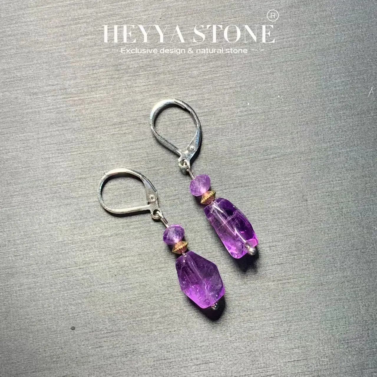 

Серьги-капли HEYYA STONE MM с натуральным аметистом, простые классические ювелирные изделия из стерлингового серебра 925 пробы с драгоценными камнями