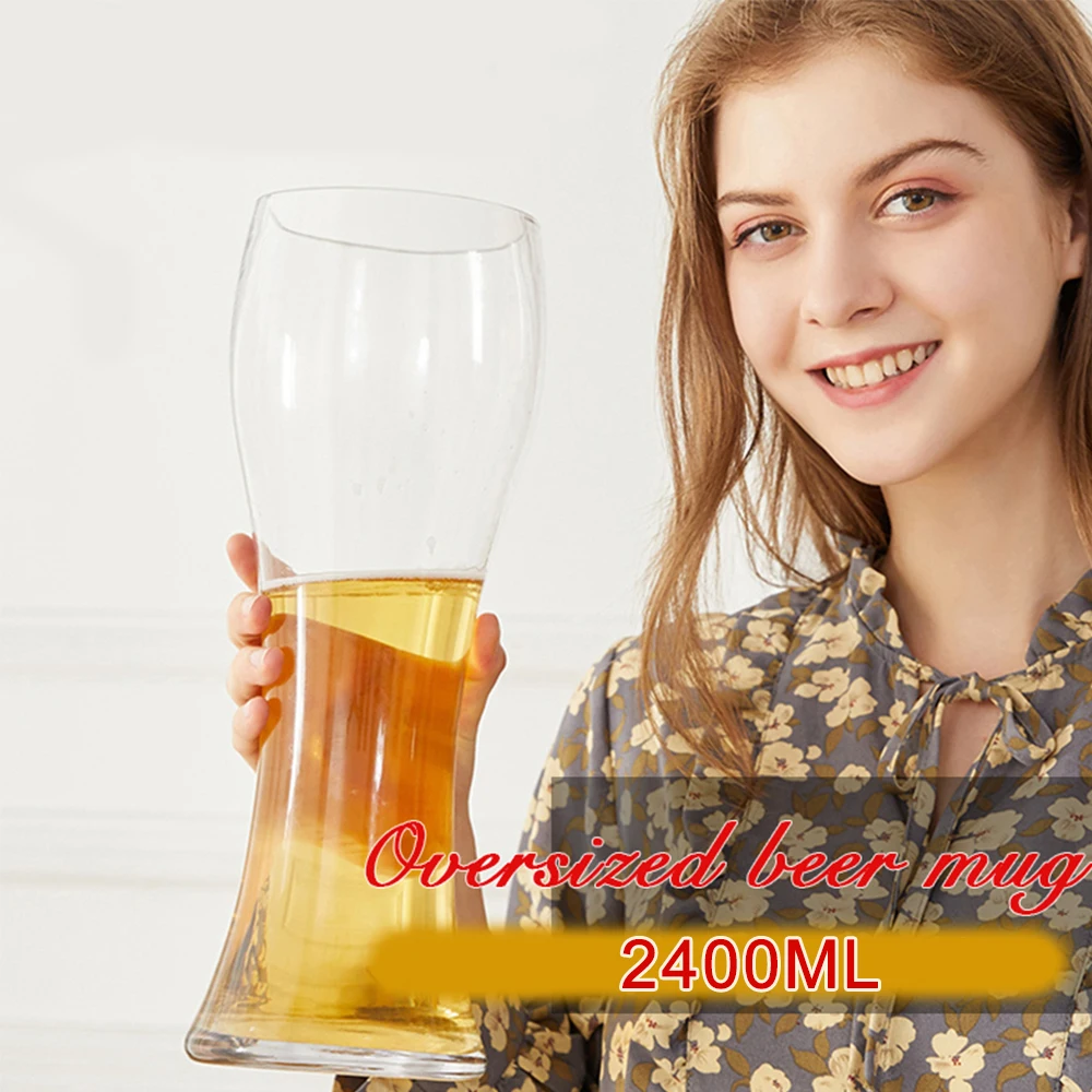 2400ML Super Large Beer Mug, Household Glass, Large Capacity Cups for Bar