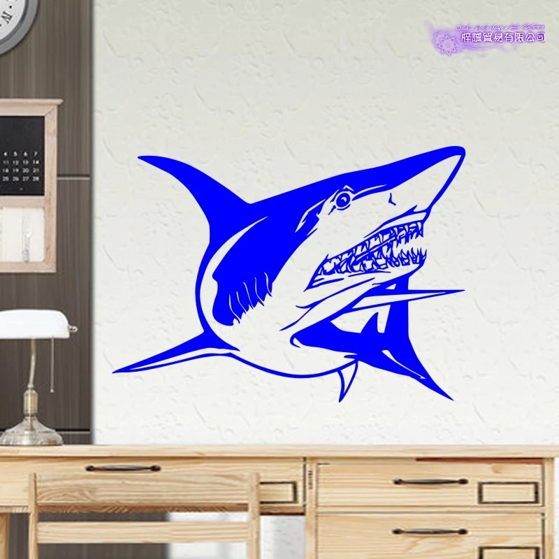 Shark Car Sticker Wall Decal Bucket Tackle Shop Fishhook Fish Tank Boat Box Car Vinyl