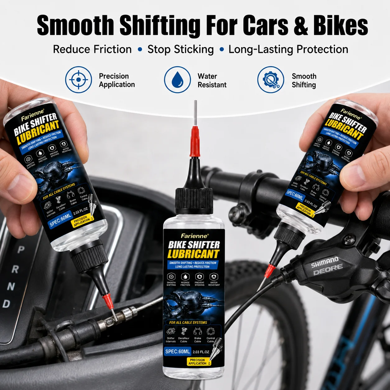 Farienne Shifter Lubricant 60ML Car Gear Shift Cable Motorcycle Control Cable Lube Smooth Operation Anti Stick Precision Oiler
