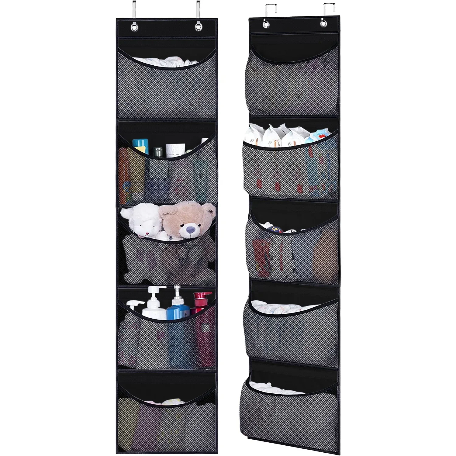 Étagères murales pliables au-dessus de la porte, organisateur de vêtements, rangement pour placard avec 5 poches, organisateur pour chambre à coucher, salle de bain