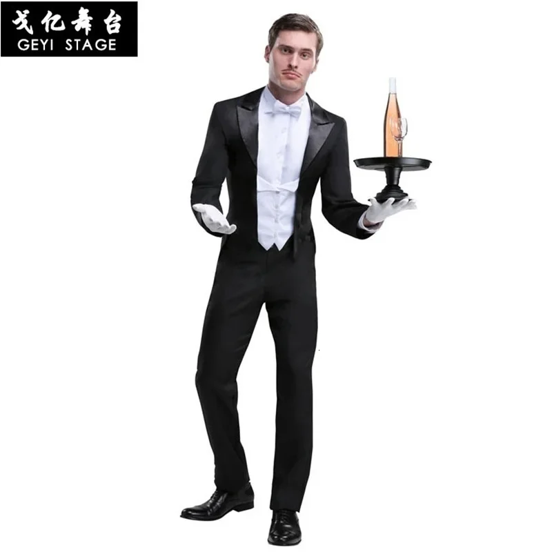 Hotel male waiter chef double summer jackets breasted waiter restaurant restaurant uniform bakery coffee cosplay suit