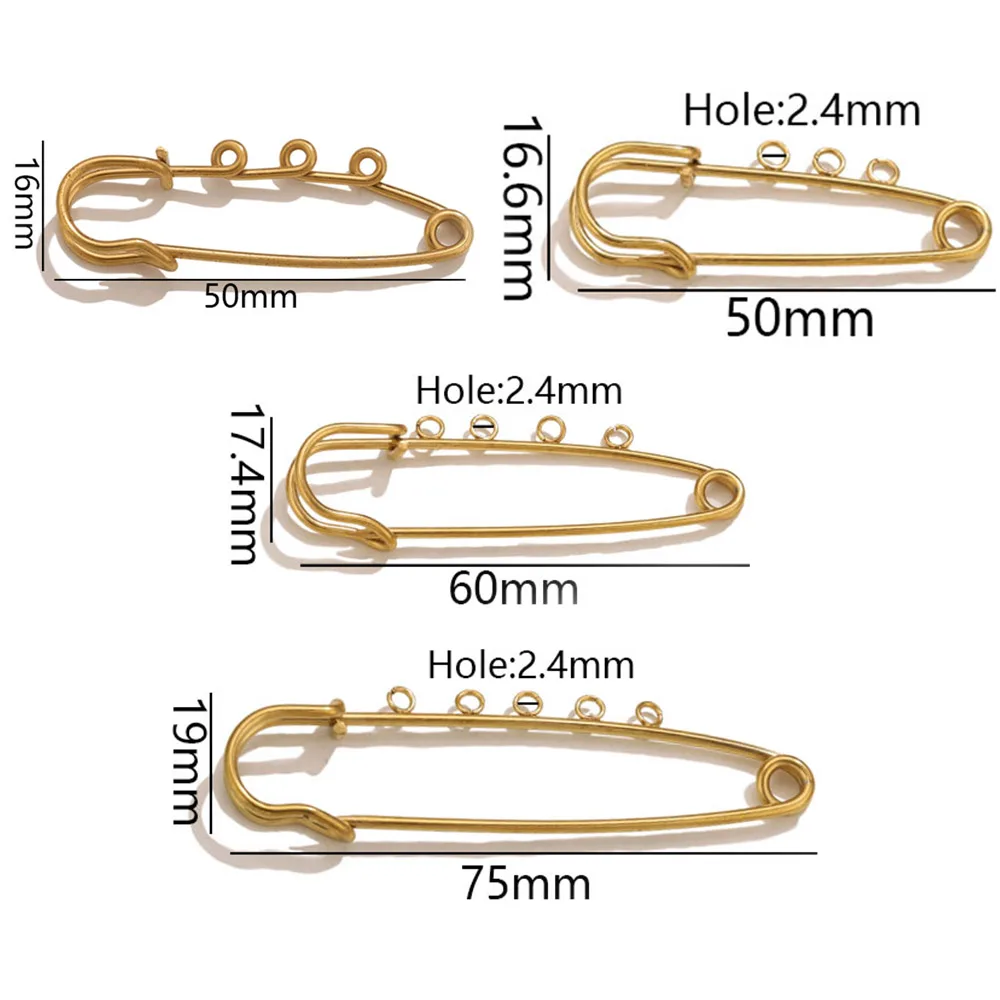 

5 Pcs 50/60/75mm Stainless Steel Safety Pins Brooches Base for DIY Gifts Jewelry Accessories Making Connectors Findings Supplies