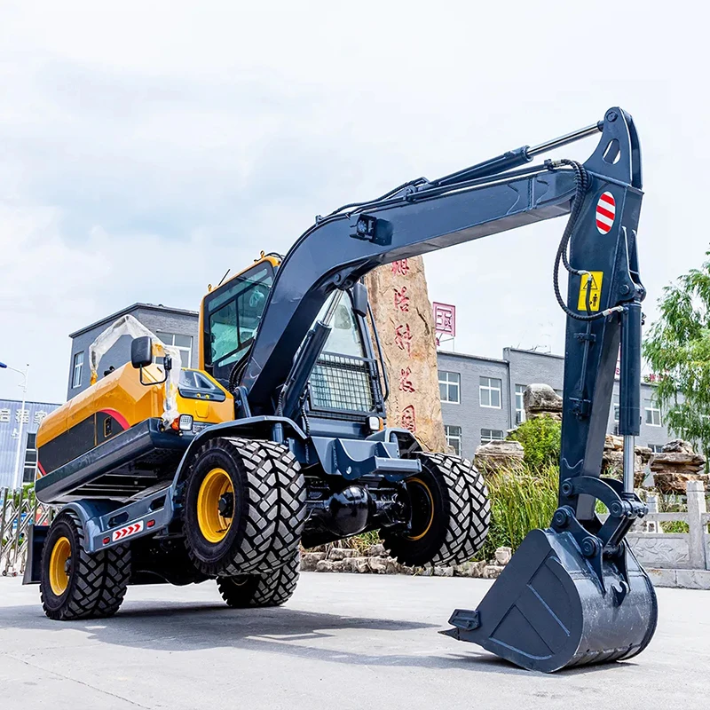 Municipal Construction Multifunctional Hydraulic 8TON Tire Wheels Excavator Wheeled Excavator For Sale