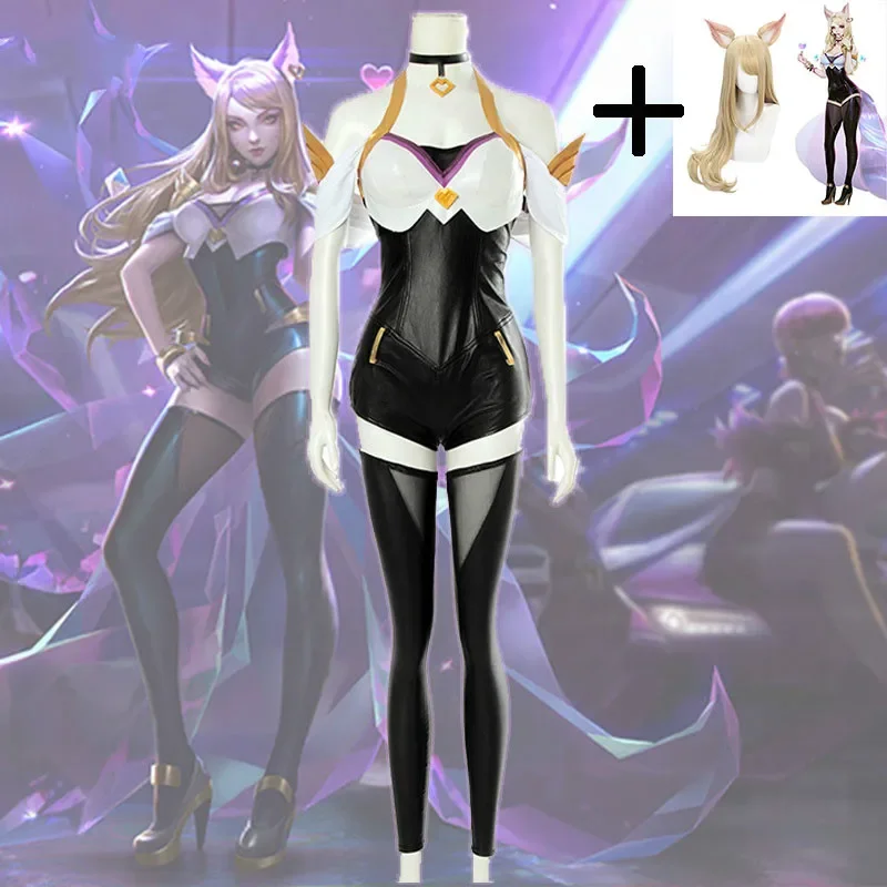 Game LOL K / DA Akali Cosplay Costume LOL KDA Akali Cosplay Costume Winter Uniform Women's Full Set Akali Kda Halloween Cosplay