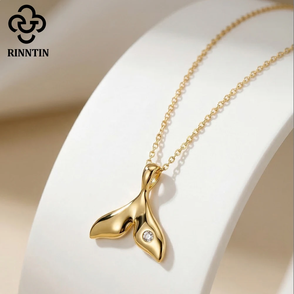 

Rinntin 925 Sterling Silver Ocean Mermaid Tails Pendant Necklace for Women Elegant Neck Chain Jewelry Collection Gift APN64