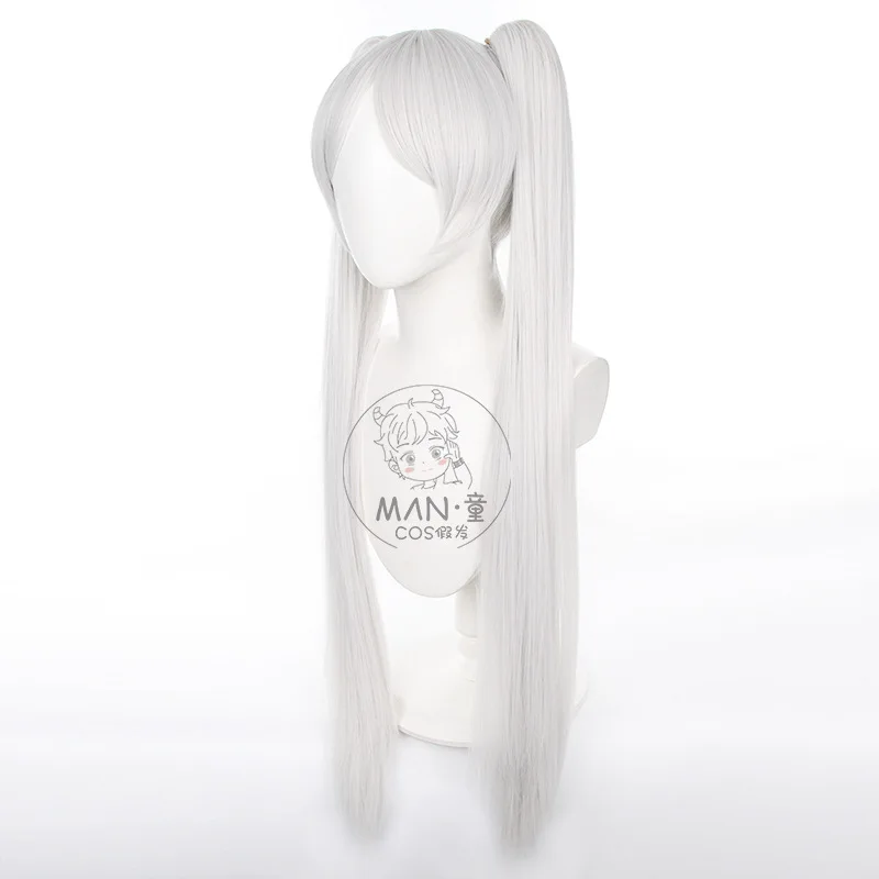 Frieren: Beyond Journey's End Frieren Cosplay Wig Silver White Twin Tails With Clips Halloween Gift