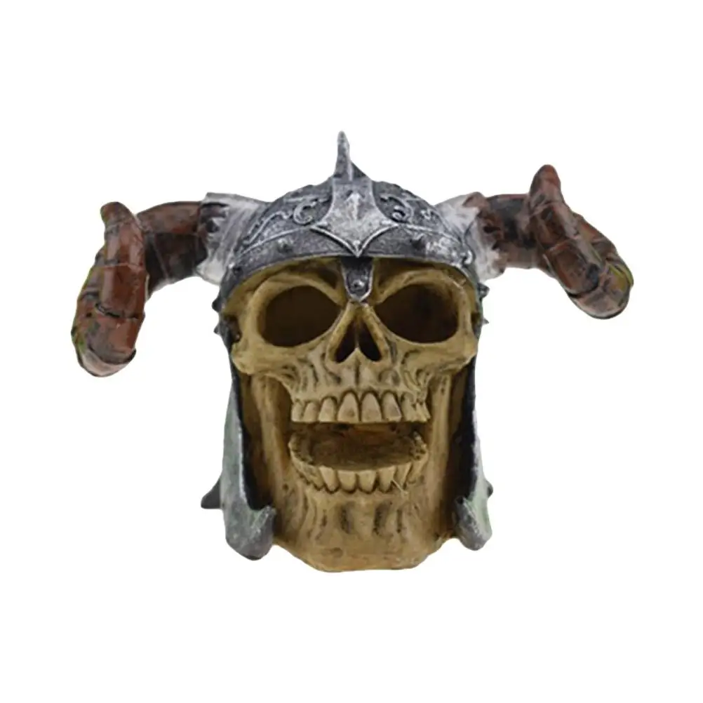 

Halloween Skull Decor Horror Novelty Toy Comedy Spoof Human Prop Resin Skull Head Ornament (Stylish Horn Skull Head )