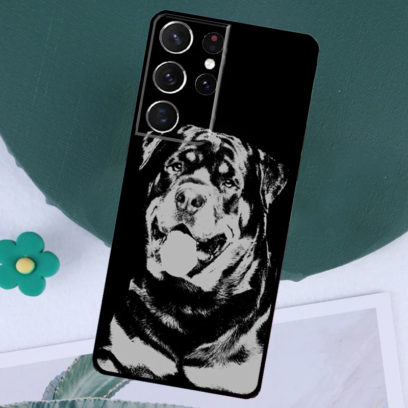 Cute Rottweiler Dog Case For Samsung Galaxy S23 S22 S24 Ultra Note 20 10 S8 S9 S10 Plus S20 FE S21 FE Cover