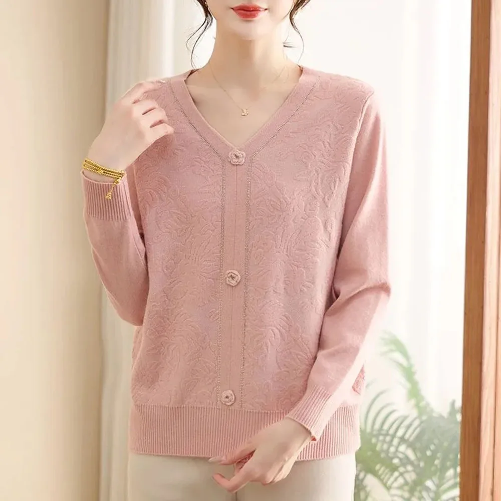 

New Autumn Knitted Pullovers Sweater V-neck Women Long Sleeve Loose Bottoming Shirts Soft Knitwear Jumpers Sweaters Ladies