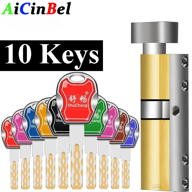 

65mm-110mm Lock cylinder 10 colorful keys Door lock Cylinder lock Outdoor door lock Entry door lock Cylinder door DOOR KEY LOCK