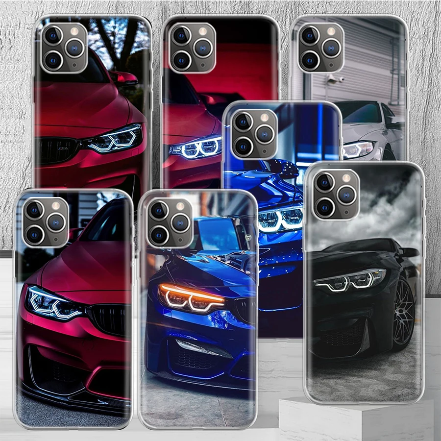 Blue Red Car for Bmw Phone Case Cover For iPhone 14 13 Pro 11 15 Art 12 XR X XS Max 7 8 6S Plus SE Soft Pattern Coque Funda