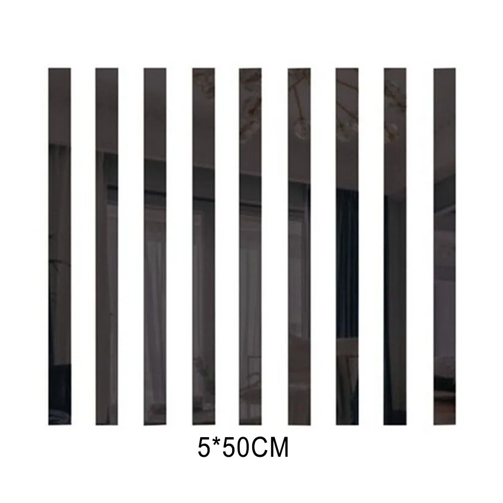 ملصق حائط لاصق فضي ذهبي أسود قطع غيار 5 × 50 سم ديكور غرفة الطعام وغرفة المعيشة شريط طويل بديل للمرآة