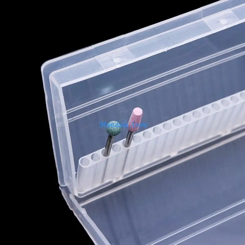 U2JC Clear Drill Bit Storage Box Holder Container Manicure Cutters Display