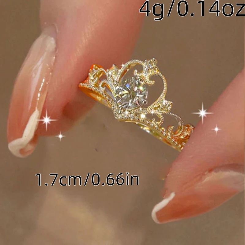 1 Pc Fashion Castle Crown Elegant Princess Gold Silver Color Rings Women Daily Prom Party Adjustable Open Ring Jewelry Gift