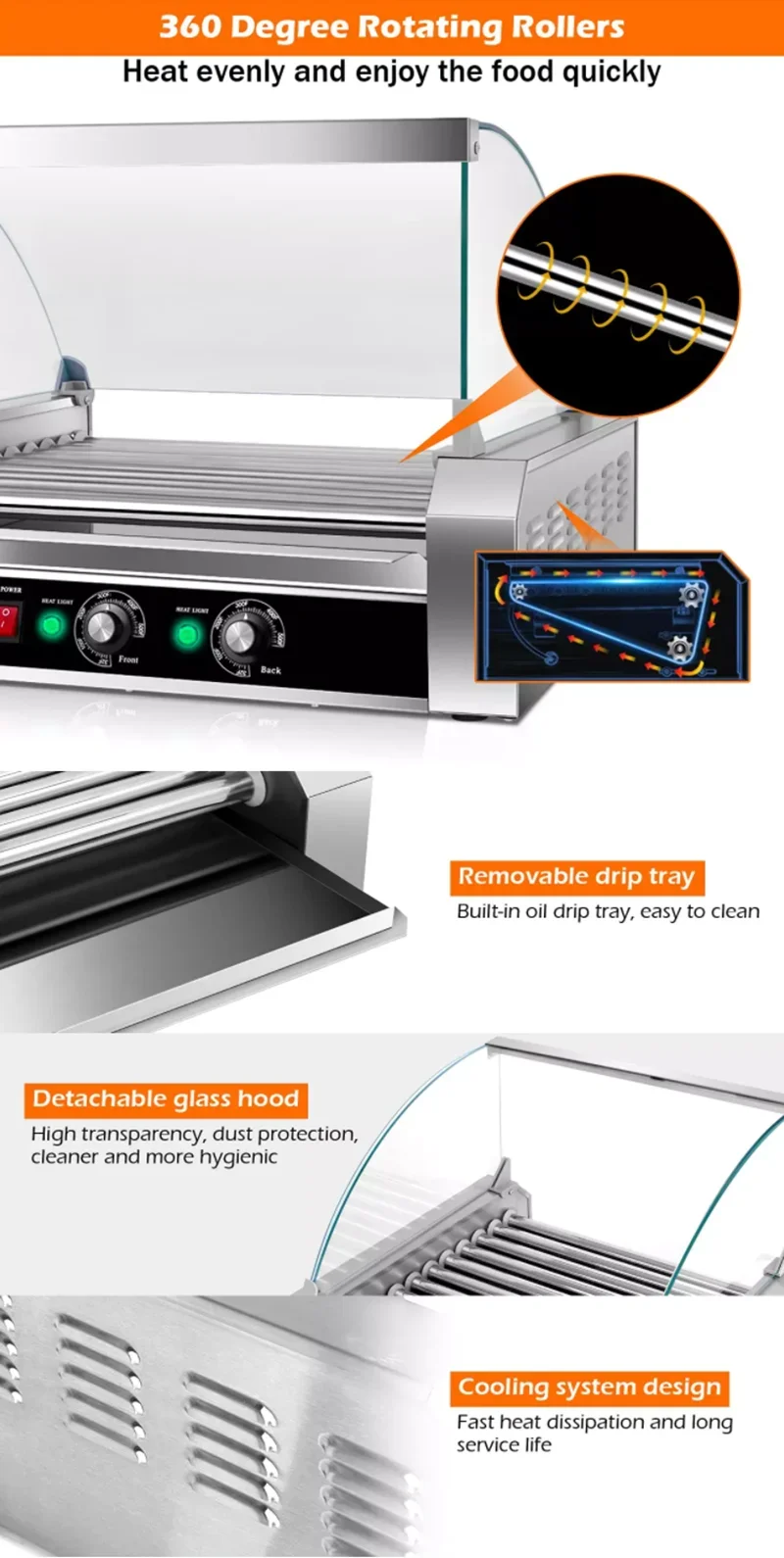 11 آلة هوت دوج / شواية هوت دوج / آلة صنع السجق هوت دوج مع كعكة أكثر دفئا