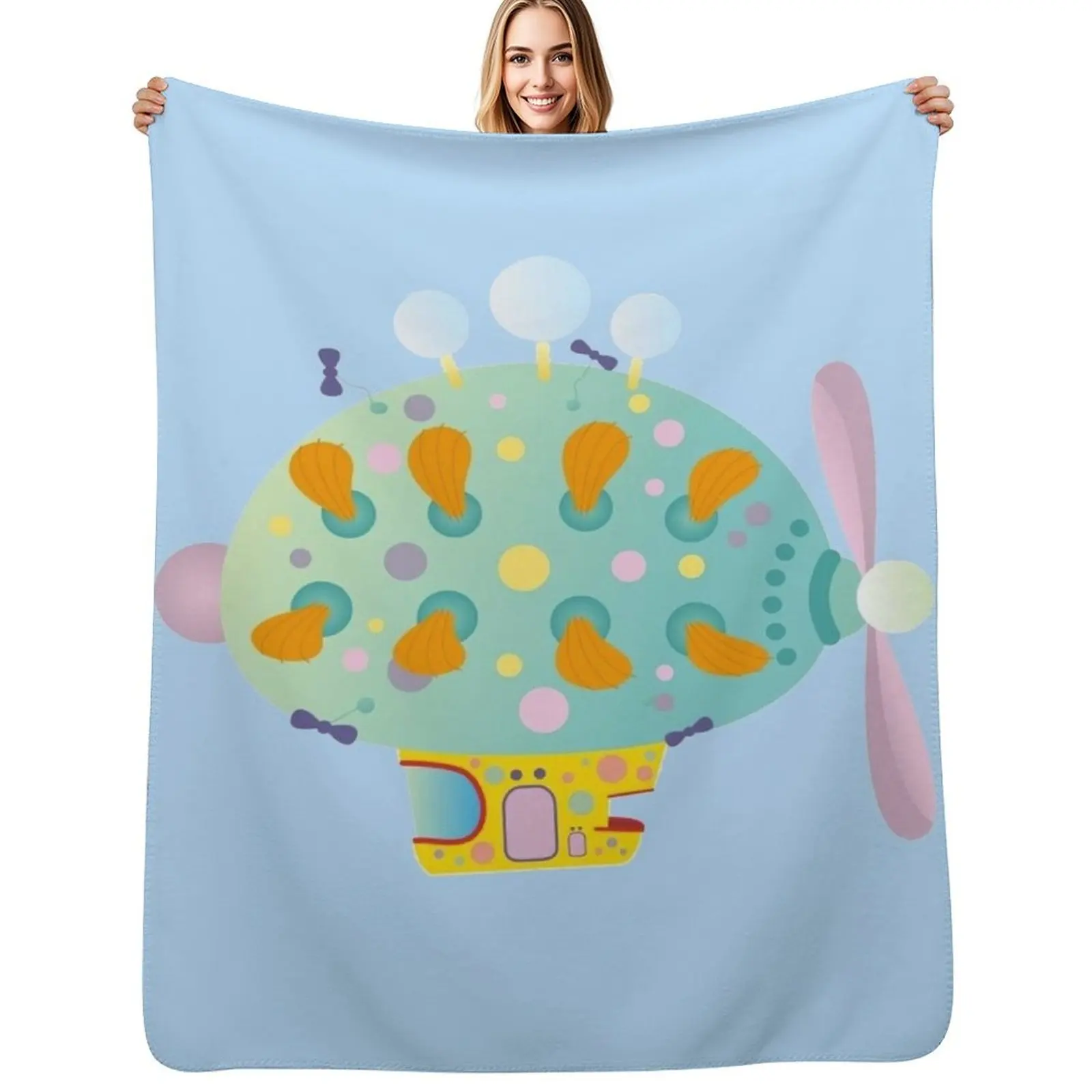 

The Pinky ponk zeppelin In the night garden Throw Blanket Warm Napping Blanket for Office Couch Bed