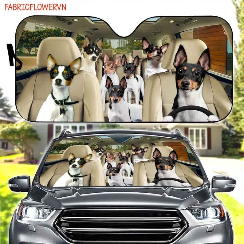 

Toy Fox Terrier Car Sunshade, Toy Fox Terrier Car Decoration, Dog Windshield, Dog Lovers Gift, Dog Car Sunshade, Gift For Mom, G
