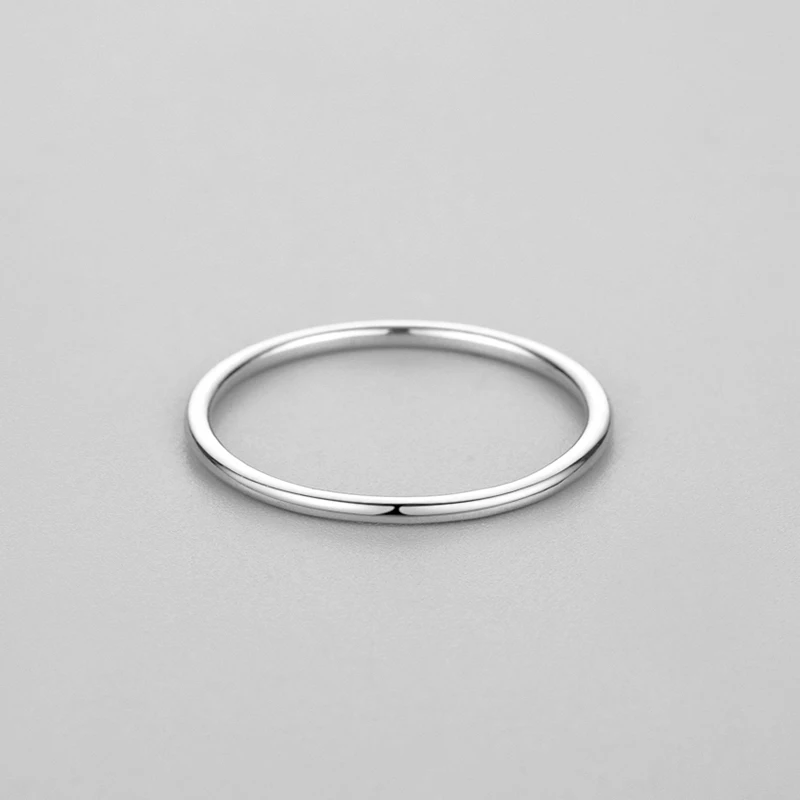 Ailmay Solid 925 Sterling Silver minimalismo semplice liscio impilabile anello da dito per le donne ragazze accessori per feste gioielli regali