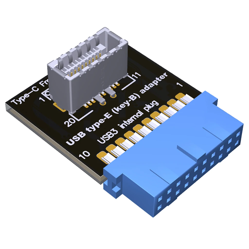

USB 3.0 19PIN to TYPE-E Adapter Card Type-C Front Panel Key-B Connector for PC Computer Motherboards with 19PIN Interface 5G/bps