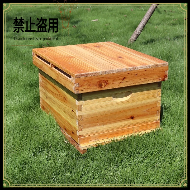 Fir Wood 10-Frame Beehive Box Beekeeping Tool Waxed