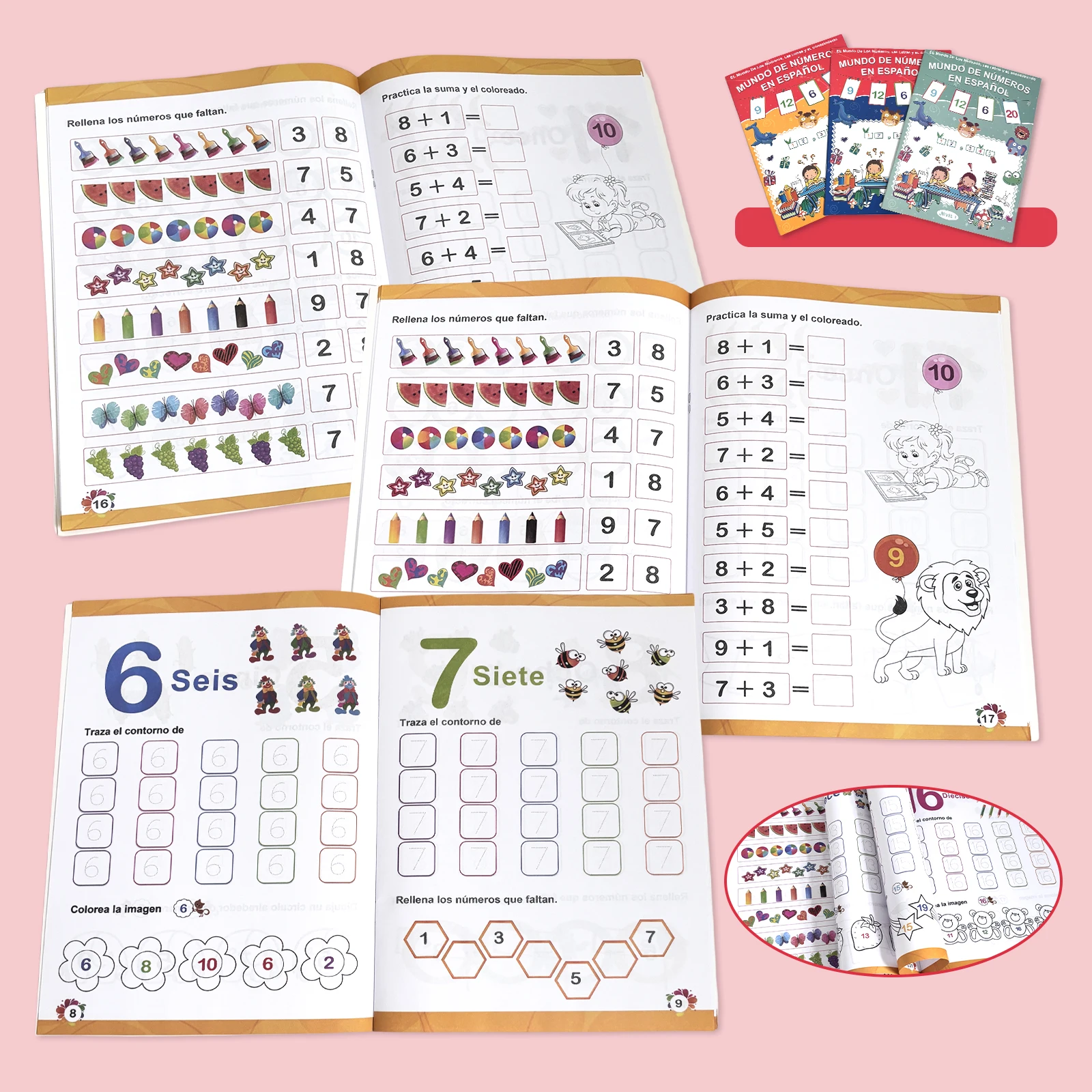 Spanish Children's Math Workbook 4-8 Years Number copying Addition Intelligence Training Learning Supplies