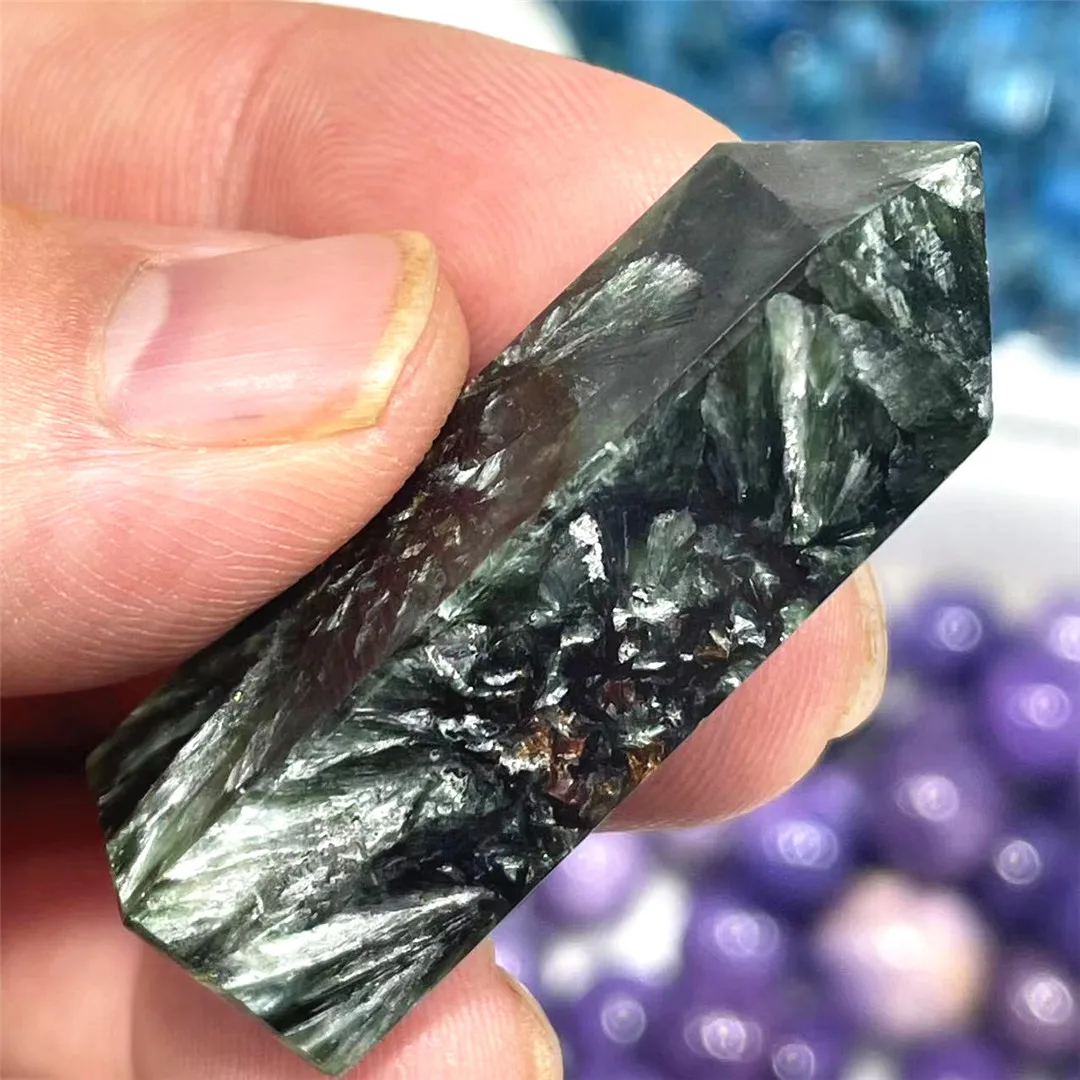 4-5cm New Products High Quality Seraphinite Natural Quartz Green Gemstones Mineral Crystal Point Reiki Jewelry Decoration